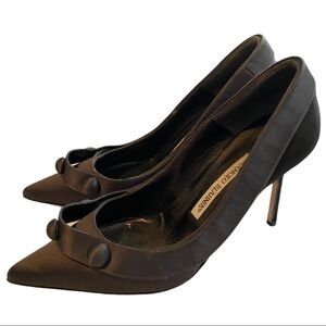 Manolo Blahnik satin button detail strap
